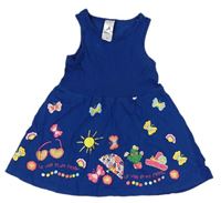 Tmavomodré bavlněné šaty s motýlky C&A