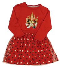 Červená noční košile s Mickeym a Minnií Disney