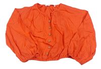 Oranžová lněná crop halenka Zara 