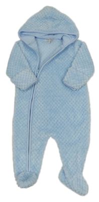 Světlemodrá chlupatá kombinéza s kapucí zn. Nursery Time
