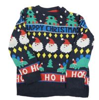 Tmavomodrý svetr s vánočním motivem F&F