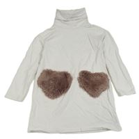 Bílé teplákové šaty s kožešinovými kapsami a rolákem Shein 