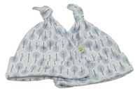 2x Světlemodro-bílá čepice s potiskem 