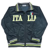 Tmavomodrošedá sportovní propínací mikina s nápisem 