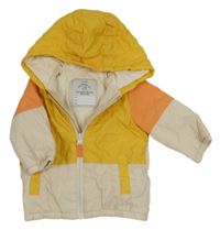 Žluto-béžovo-oranžová šusťáková zateplená bunda s kapucí George 