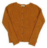 Medový žebrovaný propínací crop svetr Next