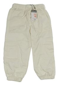 Nové - Smetanové plátěné cargo cuff kalhoty Primark