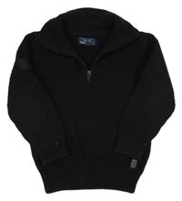 Černý žebrovaný svetr s rolákem Next 