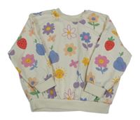 Smetanová oversize mikina s kytičkami Matalan