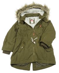Khaki šusťáková zateplená parka s kapucí H&M
