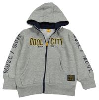 Šedá propínací mikina s nápisy a kapucí Kiki&Koko