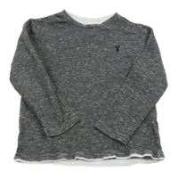 Šedo-bílý melírovaný svetr s jelenem Next 