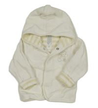 Smetanová sametová propínací mikina s medvídkem a kapucí C&A