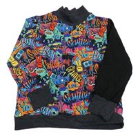 Berevno-černo-šedá mikina s nápisy 