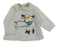 Bílá sametová mikina s pejskem a límečkem Primigino 