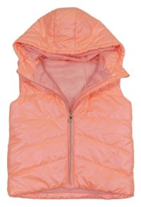 Neonově růžová šusťáková prošívaná zateplená vesta s kapucí St. Bernard