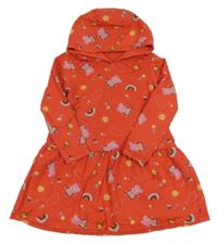 Červené teplákové šaty s Peppou a kapucí George 