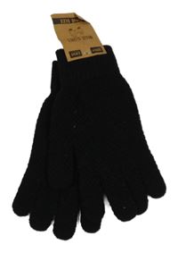 Nové - Černé vzorované pletené prstové rukavice Wibra