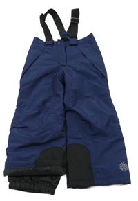 Tmavomodro-černé šusťákové oteplovačky s odepínacím kšandami Crivit