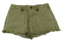 Olivové riflové roztřepené kraťasy New Look