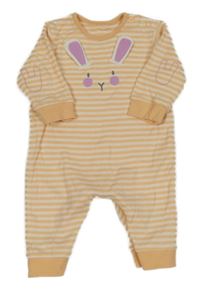 Broskvovo-bílý pruhovaný overal se zajíčkem George