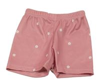 Růžové kytičkované žebrované kraťasy 