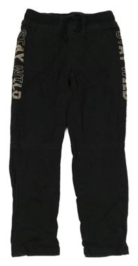 Černé plátěné kalhoty s nápisy Little kids