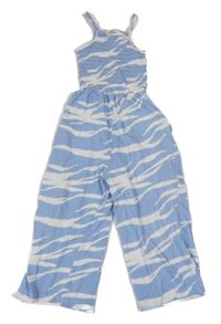 Modro-bílý vzorovaný culottes žabičkový overal George