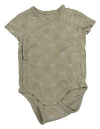 Béžové žebrované zavinovací body s medvídky So Cute