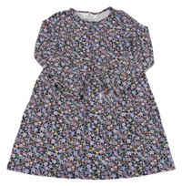 Černo-barevné kytičkované bavlněné šaty H&M