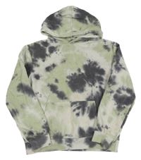 Šedo-bílo-khaki batikovaná mikina s kapucí H&M