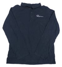 Tmavomodré polo triko s nápisem River Island