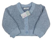 Nové - Světlemodrý pruhovaný propínací crop svetr Primark 