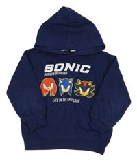 Tmavomodrá mikina se Sonicem a kapucí H&M