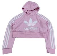 Světlerůžová crop mikina s kapucí Adidas