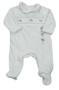 Bílý sametový overal s velrybami a límečkem M&S