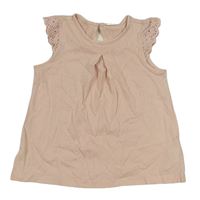 Světlepudrové tričko s volánky s madeirou H&M