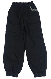 Černé cuff kalhoty s řetízkem select