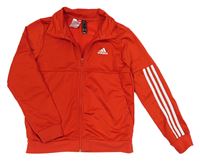 Červeno-bílá propínací sportovní mikina Adidas