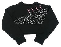 Černá crop mikina s puntíky a logem ELLE