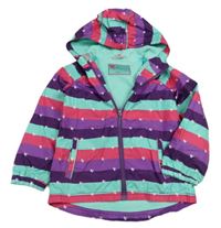 Pruhovaná šusťáková jarní bunda se srdíčky a kapucí Topolino