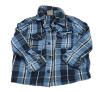 Modro-tmavomodro-bílá kostkovaná flanelová košile PEP&CO