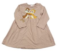 Pudrovo/světlehnědé šaty s Chipem a Dalem Disney