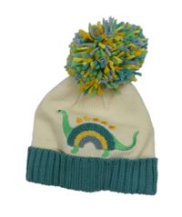 Smetanovo-modrozelená čepice s dinosaurem a bambulí George
