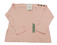 Nové - světlerůžový úpletový svetr s gombíky ZARA