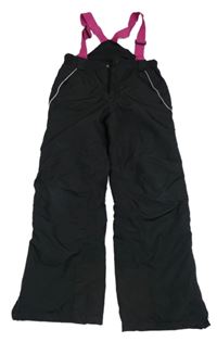 Černé šusťákové funkční zimní oteplovačky s odepínacími kšandami crane