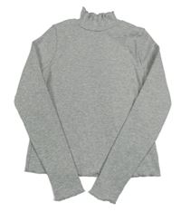 Šedý melírovaný žebrovaný crop rolák George