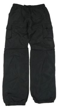 Nové - černé kostkované cargo šusťákové kalhoty s odepínacími nohavicemi Y.F.K.