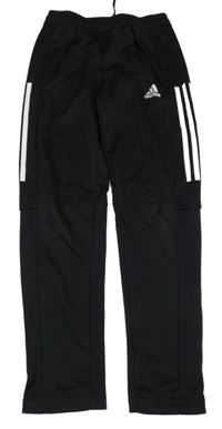 Černo-bílé funkční sportovní tepláky Adidas