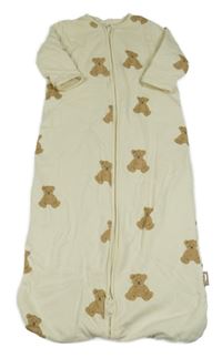 Smetanový zateplený spací pytel s medvídky Jollein